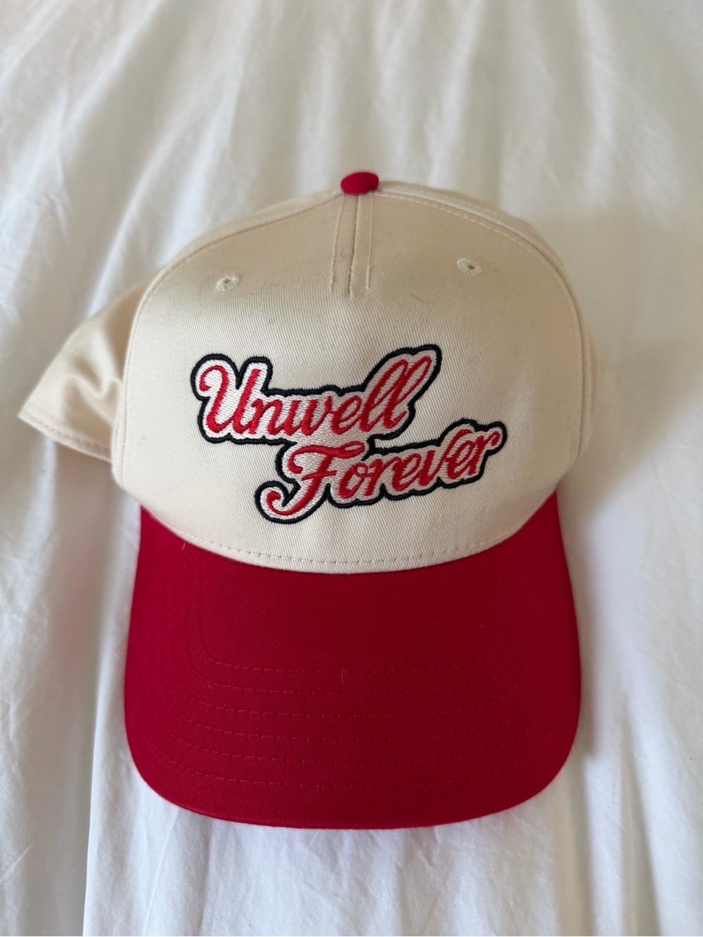 Unwell Forever Cream and Red Baseball Cap